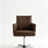 129cac2596392021829b4b4fccbdc17d Modern Brown Leather Swivel Accent Chair with Polished Chrome Base