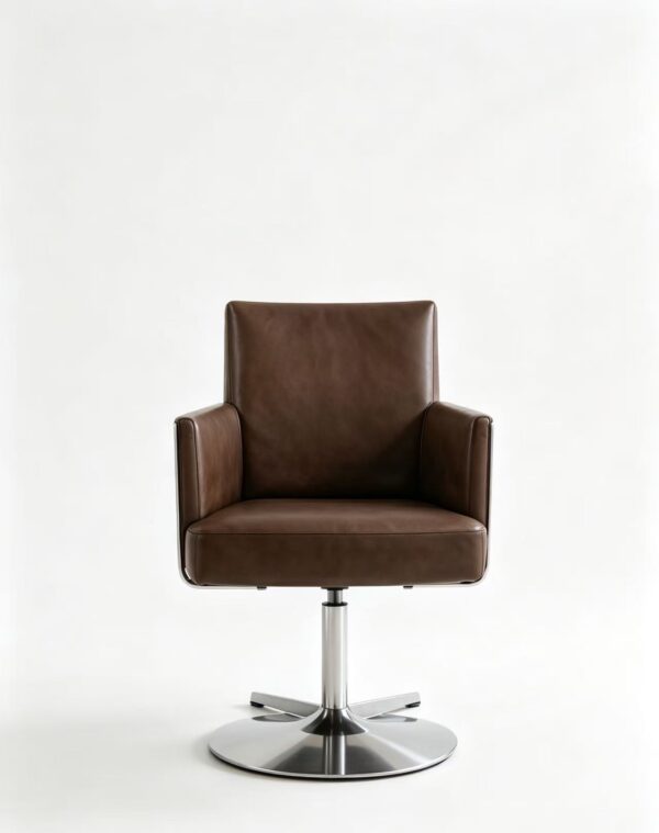 129cac2596392021829b4b4fccbdc17d Modern Brown Leather Swivel Accent Chair with Polished Chrome Base