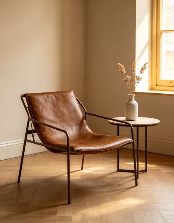 2f939b0661db64dae52fb7b40348d923 Metal Frame Leather Lounge Chair