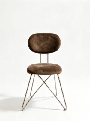 Modern Chrome Metal Cross Leg Accent Chair