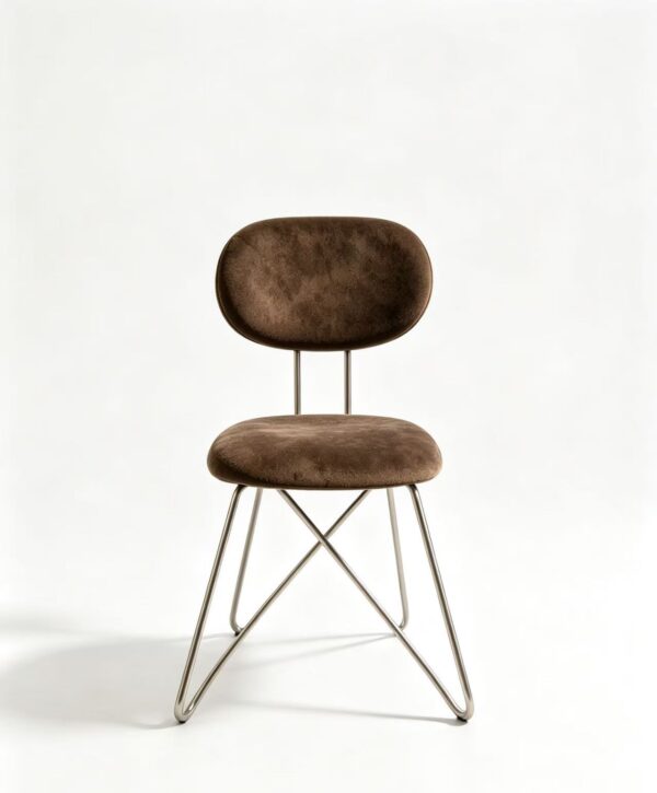 Modern Chrome Metal Cross Leg Accent Chair