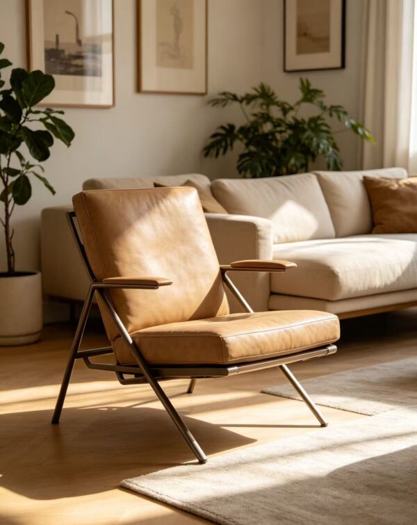 4eb3ef97f0d8a63ee946cfead8de9e20 Solid Wood Frame Vintage Leather Lounge Chair