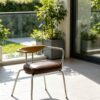 Vintage Brown Leather Accent Dining Chair