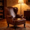 5263989a7b2570b3f49ffca24a738a36 Vintage Brown Leather Wingback Armchair