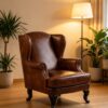 5cea0f33c42a7764b971bc0a8efe65de Vintage Brown Leather Wingback Armchair