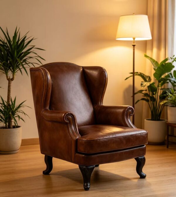 5cea0f33c42a7764b971bc0a8efe65de Vintage Brown Leather Wingback Armchair