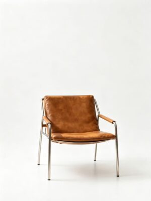 Metal Frame Leather Lounge Chair