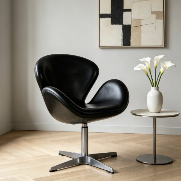 Black leather leisure chair