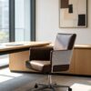 622e0e669f6d02c818603951416f810d Modern Brown Leather Swivel Accent Chair with Polished Chrome Base