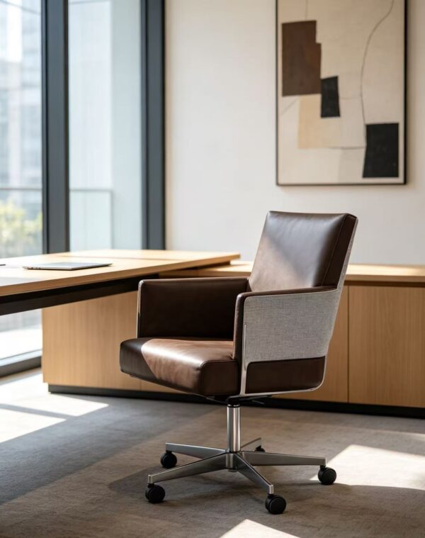 622e0e669f6d02c818603951416f810d Modern Brown Leather Swivel Accent Chair with Polished Chrome Base