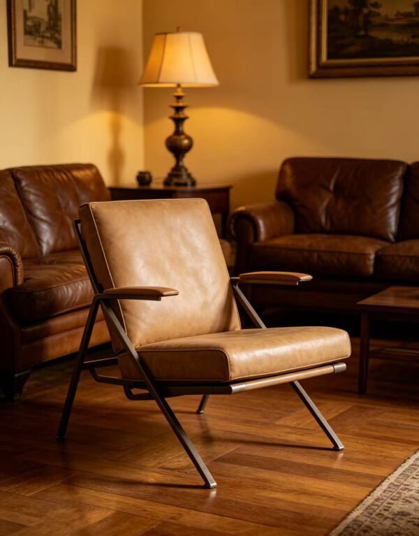 75a7136c46ee621fb773223cd91ab272 Solid Wood Frame Vintage Leather Lounge Chair