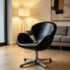 Black leather leisure chair
