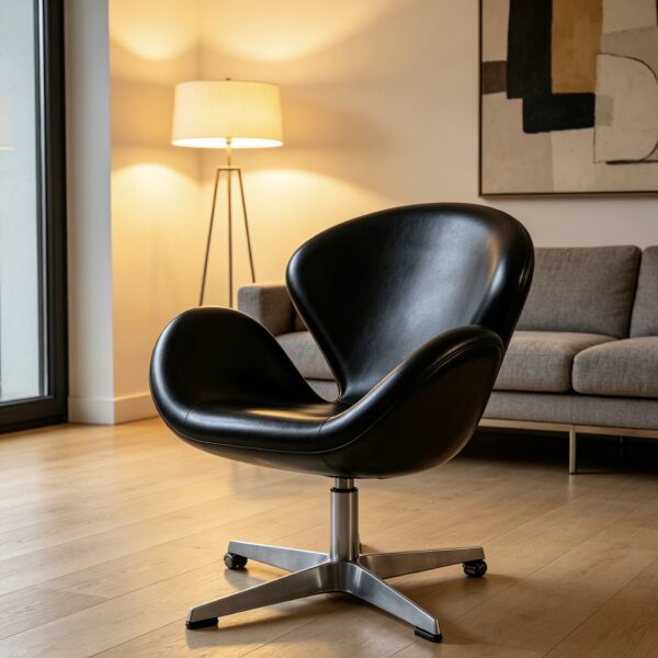 Black leather leisure chair