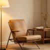 8138a50930f56cfc1e59a581cda25f69 Solid Wood Frame Vintage Leather Lounge Chair