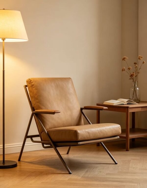 8138a50930f56cfc1e59a581cda25f69 Solid Wood Frame Vintage Leather Lounge Chair