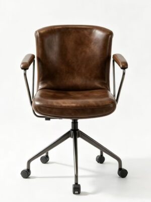 Vintage Leather Armrest Office Swivel Chair