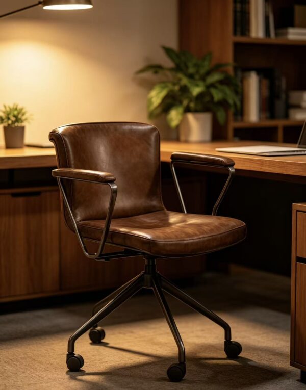 934bcc1bfc605f0ebb2ffee0ae82185a Vintage Leather Armrest Office Swivel Chair