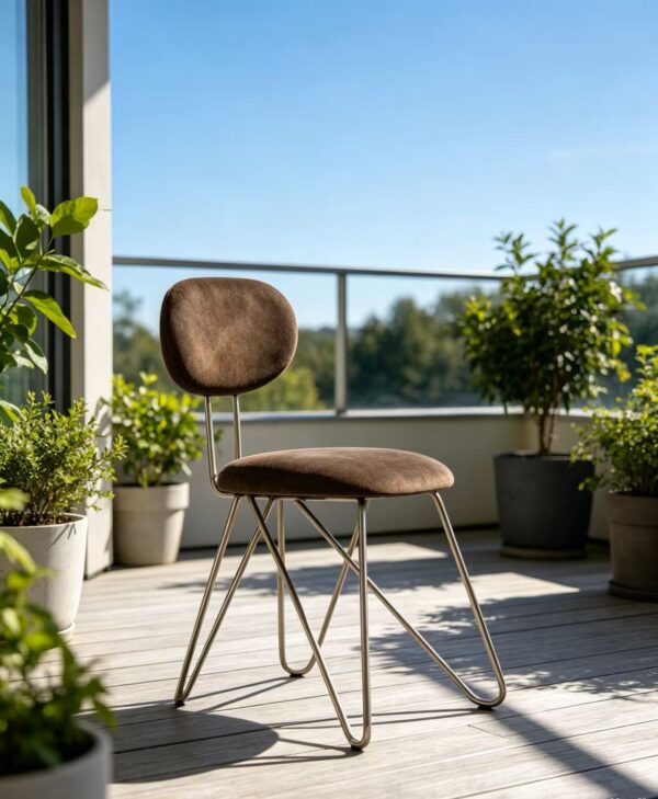 Modern Chrome Metal Cross Leg Accent Chair