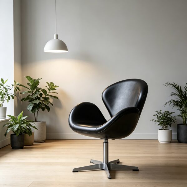 Black leather leisure chair