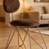 Modern Chrome Metal Cross Leg Accent Chair