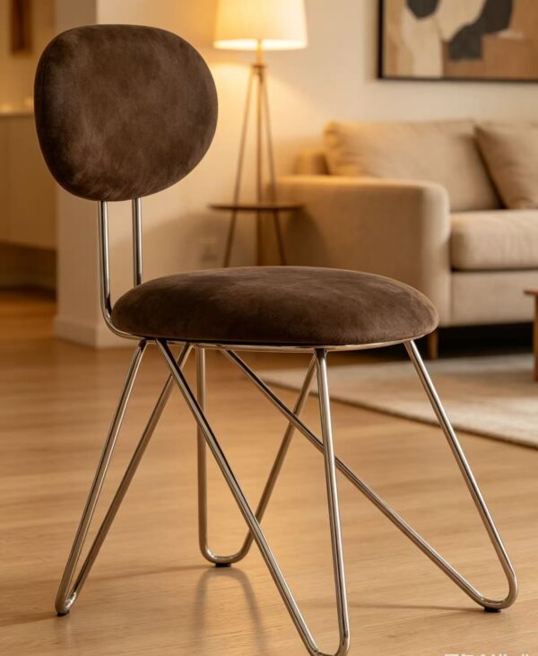 Modern Chrome Metal Cross Leg Accent Chair