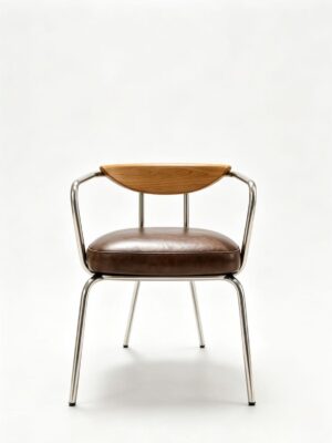 Vintage Brown Leather Accent Dining Chair