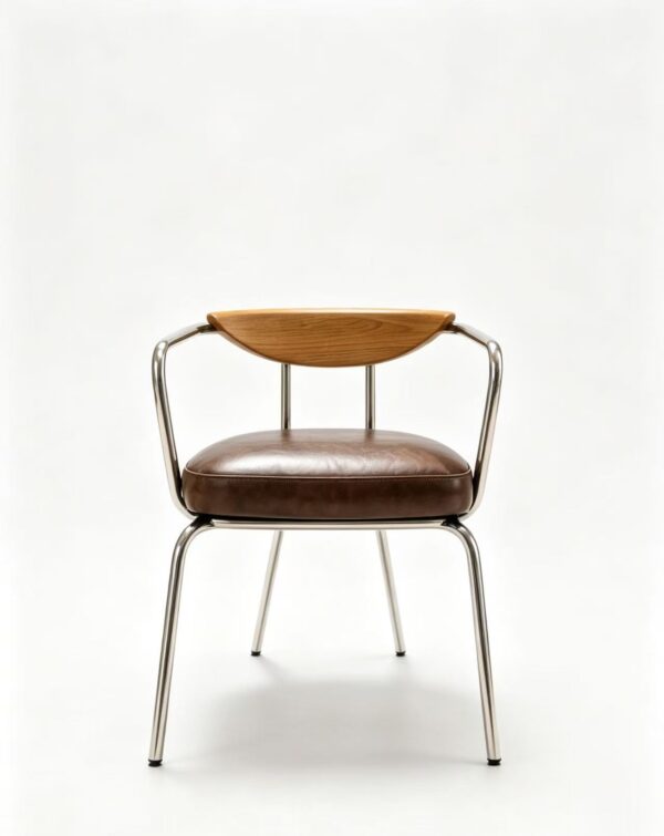 Vintage Brown Leather Accent Dining Chair