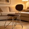 Modern Chrome Metal Cross Leg Accent Chair