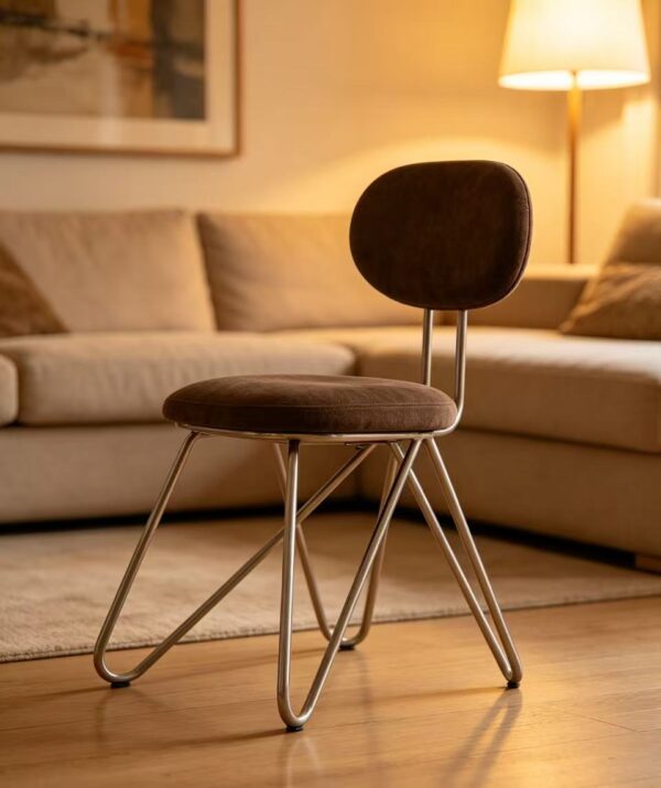 Modern Chrome Metal Cross Leg Accent Chair