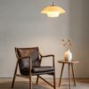 Mid-Century Solid Wood Dark Brown Leather Sling Armchair