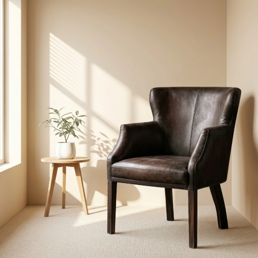 屏幕截图 2026-06-11 140254 Vintage brown leather wingback-style lounge chair
