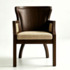 Mid-Century Vintage Solid Ash Wood Dining Chair with Backrest