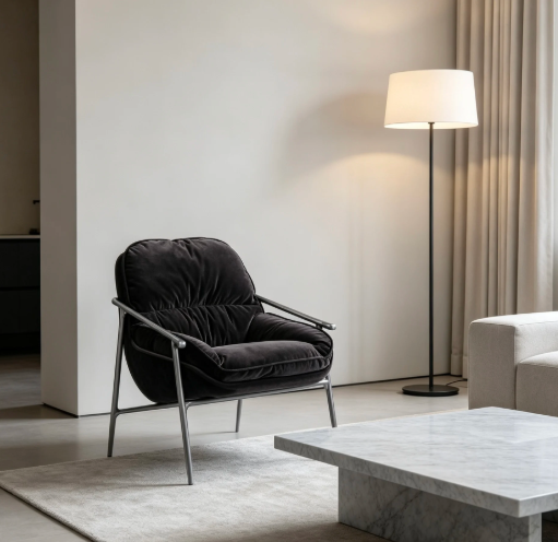 屏幕截图 2026-06-12 154606 Black Velvet Backrest Leisure Chair