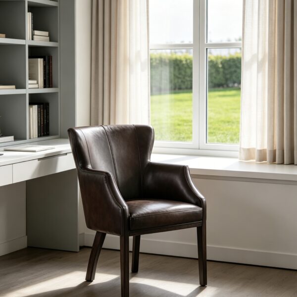 微信图片_20260512110312_107_4 Vintage brown leather wingback-style lounge chair