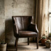 微信图片_20260611140659_200_4 Vintage brown leather wingback-style lounge chair