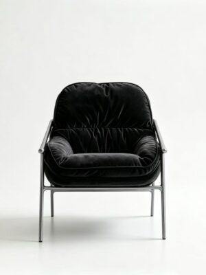 Black Velvet Backrest Leisure Chair