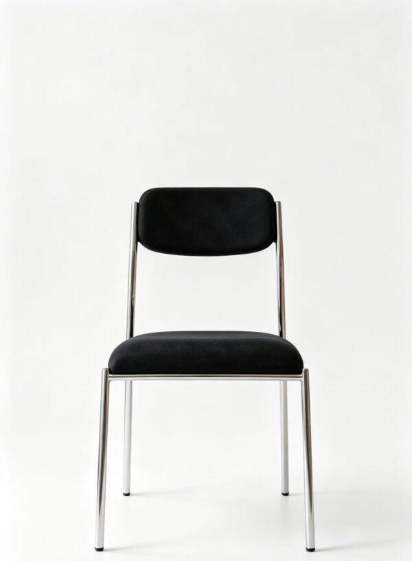 05b64f0ded07c7dc355bf7f80220a5e8 Chrome Frame Black Velvet Dining Chair