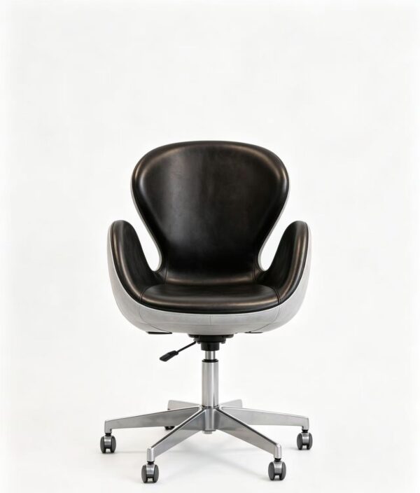 120930d118ad7475ca0ead6863cbac71 Two-Tone Black & Grey Faux Leather Office Chair, Modern Swivel Desk Chair with Chrome Base