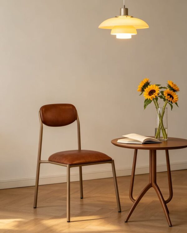 3fc1a12f404abe78332000f35c8e633f Minimalist Brown PU Leather Metal Frame Dining Chair