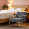 5f4b835f47d1b0fec689949fefaf6481 Vintage Grey Upholstered Accent Chair with Silver Frame