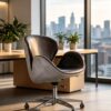 74a92fcf012791444ba603591093b3d2 Two-Tone Black & Grey Faux Leather Office Chair, Modern Swivel Desk Chair with Chrome Base