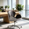 9a16d9c20da25021591bc0762a87477e Two-Tone Black & Grey Faux Leather Office Chair, Modern Swivel Desk Chair with Chrome Base