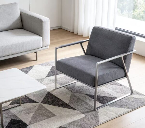 9f249d2afc84c497552508d42f7dbccb Vintage Grey Upholstered Accent Chair with Silver Frame