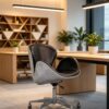 b3b3e516c78f000dbd15f2507c850e10 Two-Tone Black & Grey Faux Leather Office Chair, Modern Swivel Desk Chair with Chrome Base