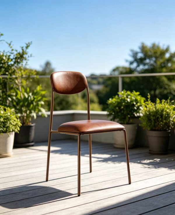 d45814ce5b055b476617efd00e1a4bed Minimalist Brown PU Leather Metal Frame Dining Chair