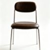 Retro Mid Century Brown Leather Accent Chair for Dining Room