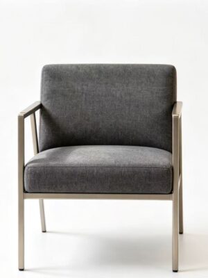 Vintage Grey Upholstered Accent Chair with Silver Frame