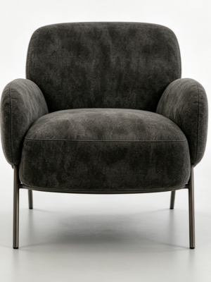 Curved Upholstered Lounge Chair with Metal Legs
