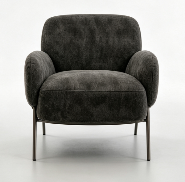 Curved Upholstered Lounge Chair with Metal Legs