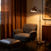 Curved Upholstered Lounge Chair with Metal Legs